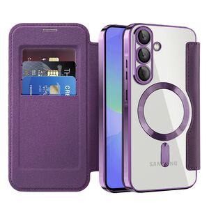 Husa pentru  Samsung Galaxy A36 EliteBook Executive Tip Carte cu Protectie RFID, Compatibilitate MagSafe si protectie lentile Transparent - Mov