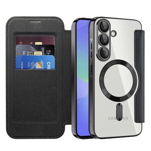 Husa pentru  Samsung Galaxy A36 EliteBook Executive Tip Carte cu Protectie RFID, Compatibilitate MagSafe si protectie lentile Transparent - Negru
