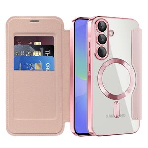 Husa pentru  Samsung Galaxy A36 EliteBook Executive Tip Carte cu Protectie RFID, Compatibilitate MagSafe si protectie lentile Transparent - Roz
