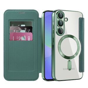 Husa pentru  Samsung Galaxy A36 EliteBook Executive Tip Carte cu Protectie RFID, Compatibilitate MagSafe si protectie lentile Transparent - Verde