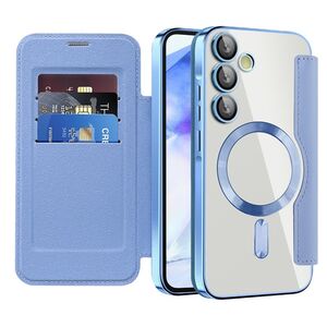 Husa pentru  Samsung Galaxy A55 EliteBook Executive Tip Carte cu Protectie RFID, Compatibilitate MagSafe si protectie lentile Transparent - Albastru deschis