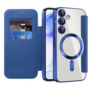 Husa pentru  Samsung Galaxy A55 EliteBook Executive Tip Carte cu Protectie RFID, Compatibilitate MagSafe si protectie lentile Transparent - Albastru