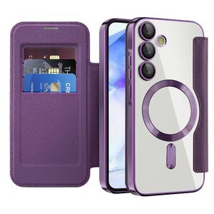 Husa pentru  Samsung Galaxy A55 EliteBook Executive Tip Carte cu Protectie RFID, Compatibilitate MagSafe si protectie lentile Transparent - Mov