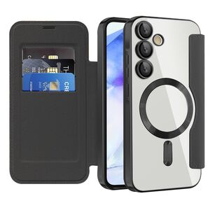 Husa pentru  Samsung Galaxy A55 EliteBook Executive Tip Carte cu Protectie RFID, Compatibilitate MagSafe si protectie lentile Transparent - Negru