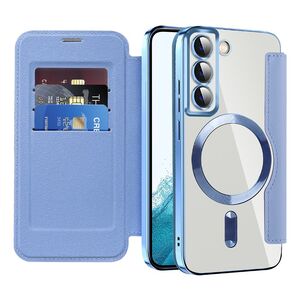 Husa pentru  Samsung Galaxy S22 5G EliteBook Executive Tip Carte cu Protectie RFID, Compatibilitate MagSafe si protectie lentile Transparent - Albastru deschis