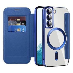 Husa pentru  Samsung Galaxy S22 5G EliteBook Executive Tip Carte cu Protectie RFID, Compatibilitate MagSafe si protectie lentile Transparent - Albastru