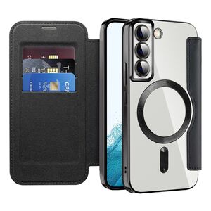 Husa pentru  Samsung Galaxy S22 5G EliteBook Executive Tip Carte cu Protectie RFID, Compatibilitate MagSafe si protectie lentile Transparent - Negru