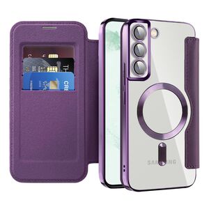 Husa pentru  Samsung Galaxy S22 Plus 5G EliteBook Executive Tip Carte cu Protectie RFID, Compatibilitate MagSafe si protectie lentile Transparent - Mov