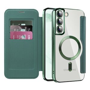 Husa pentru  Samsung Galaxy S22 Plus 5G EliteBook Executive Tip Carte cu Protectie RFID, Compatibilitate MagSafe si protectie lentile Transparent - Verde