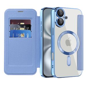Husa pentru  iPhone 16 Plus EliteBook Executive Tip Carte cu Protectie RFID, Compatibilitate MagSafe si protectie lentile Transparent - Albastru deschis