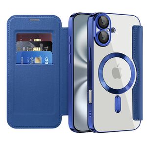 Husa pentru  iPhone 16 Plus EliteBook Executive Tip Carte cu Protectie RFID, Compatibilitate MagSafe si protectie lentile Transparent - Albastru