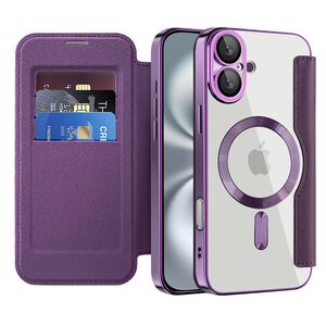 Husa pentru  iPhone 16 Plus EliteBook Executive Tip Carte cu Protectie RFID, Compatibilitate MagSafe si protectie lentile Transparent - Mov