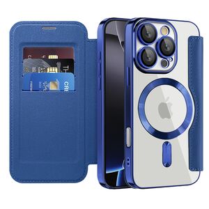 Husa pentru  iPhone 16 Pro EliteBook Executive Tip Carte cu Protectie RFID, Compatibilitate MagSafe si protectie lentile Transparent - Albastru