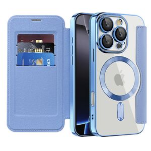 Husa pentru  iPhone 16 Pro Max EliteBook Executive Tip Carte cu Protectie RFID, Compatibilitate MagSafe si protectie lentile Transparent - Albastru deschis