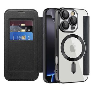 Husa pentru  iPhone 16 Pro Max EliteBook Executive Tip Carte cu Protectie RFID, Compatibilitate MagSafe si protectie lentile Transparent - Negru