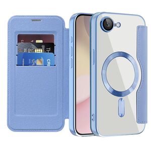 Husa pentru  iPhone 16e EliteBook Executive Tip Carte cu Protectie RFID, Compatibilitate MagSafe si protectie lentile Transparent - Albastru deschis