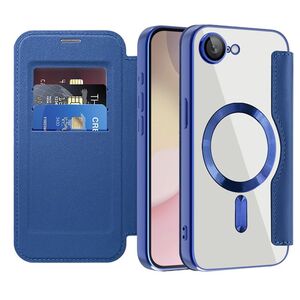 Husa pentru  iPhone 16e EliteBook Executive Tip Carte cu Protectie RFID, Compatibilitate MagSafe si protectie lentile Transparent - Albastru