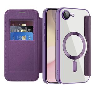 Husa pentru  iPhone 16e EliteBook Executive Tip Carte cu Protectie RFID, Compatibilitate MagSafe si protectie lentile Transparent - Mov