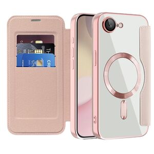 Husa pentru  iPhone 16e EliteBook Executive Tip Carte cu Protectie RFID, Compatibilitate MagSafe si protectie lentile Transparent - Roz