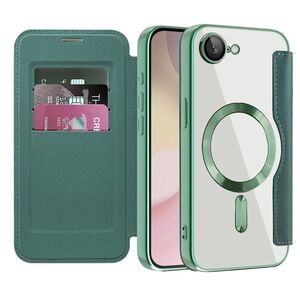 Husa pentru  iPhone 16e EliteBook Executive Tip Carte cu Protectie RFID, Compatibilitate MagSafe si protectie lentile Transparent - Verde