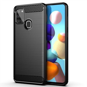 Husa din Carbon&TPU flexibil pentru Samsung Galaxy A21S (negru)