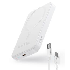 Acumulator Extern Type-C, Incarcare Wireless, 20W, 5000mAh + Cablu Type-C, 30cm - Baseus Mini - Alb