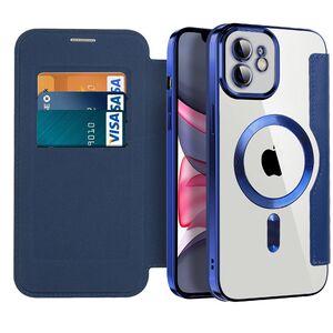 Husa pentru  iPhone 11 EliteBook Executive Tip Carte cu Protectie RFID, Compatibilitate MagSafe si protectie lentile Transparent - Albastru
