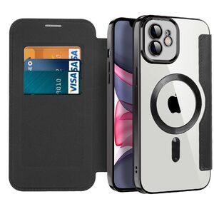 Husa pentru  iPhone 11 EliteBook Executive Tip Carte cu Protectie RFID, Compatibilitate MagSafe si protectie lentile Transparent - Negru