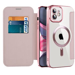 Husa pentru  iPhone 11 EliteBook Executive Tip Carte cu Protectie RFID, Compatibilitate MagSafe si protectie lentile Transparent - Roz