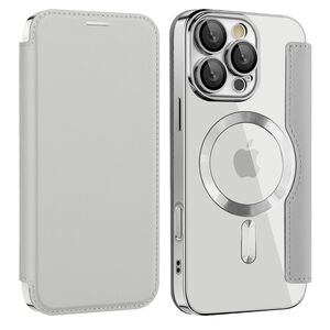 Husa pentru  iPhone 11 Pro Max EliteBook Executive Tip Carte cu Protectie RFID, Compatibilitate MagSafe si protectie lentile Transparent - Argintiu