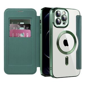 Husa pentru  iPhone 12 Pro EliteBook Executive Tip Carte cu Protectie RFID, Compatibilitate MagSafe si protectie lentile Transparent - Verde