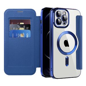 Husa pentru  iPhone 12 Pro Max EliteBook Executive Tip Carte cu Protectie RFID, Compatibilitate MagSafe si protectie lentile Transparent - Albastru