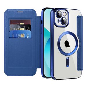 Husa pentru  iPhone 13 EliteBook Executive Tip Carte cu Protectie RFID, Compatibilitate MagSafe si protectie lentile Transparent - Albastru