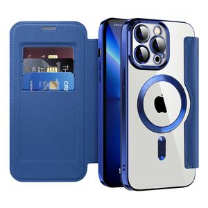 Husa pentru  iPhone 13 Pro Max EliteBook Executive Tip Carte cu Protectie RFID, Compatibilitate MagSafe si protectie lentile Transparent - Albastru