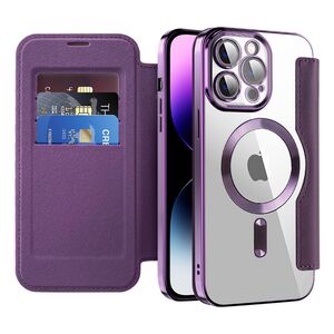 Husa pentru  iPhone 14 Pro Max EliteBook Executive Tip Carte cu Protectie RFID, Compatibilitate MagSafe si protectie lentile Transparent - Mov