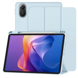 Husa pentru  Xiaomi Redmi Pad 2 Soft Shell cu functie wake-up/sleep si compartiment pentru stylus, tip stand - Sky blue