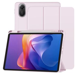 Husa pentru  Xiaomi Redmi Pad 2 Soft Shell cu functie wake-up/sleep si compartiment pentru stylus, tip stand - Roz