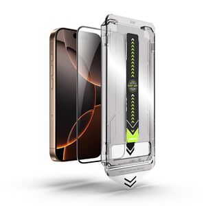 Folie sticla Premium pentru  iPhone 16 ClearShield Ultra HD, cu aplicator Easy Install+, Claritate Cristalina, Anti-soc & Anti-Zgarieturi - margini negre