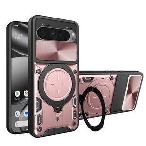 Husa pentru  Google Pixel 10 Pro XL cu protecție pentru cameră și suport magnetic integrat Ring Shockproof, Rose Gold