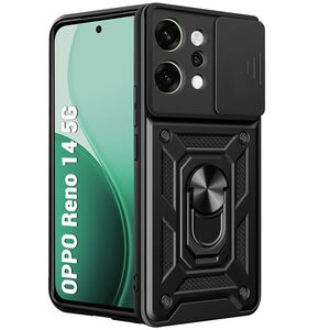 Husa pentru  Oppo Reno 14 5G Ring Armor Kickstand Tough Rugged Cover cu protectie camera, Negru