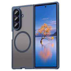 Husa pentru  Samsung Galaxy Z Fold 7 cu protectie pentru lentile si MagSafe EasyCharge, Ghost Series Anti-ingalbenire, frosted - Albastru