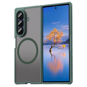 Husa pentru  Samsung Galaxy Z Fold 7 cu protectie pentru lentile si MagSafe EasyCharge, Ghost Series Anti-ingalbenire, frosted - Verde
