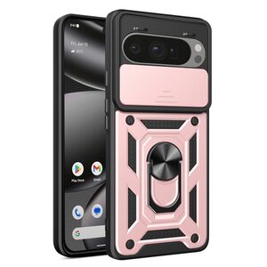 Husa pentru  Google Pixel 10 Pro XL Ring Armor Kickstand Tough Rugged Cover cu protectie camera, Rose Gold