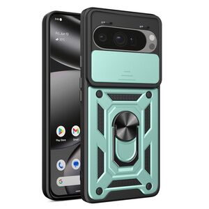Husa pentru  Google Pixel 10 Pro XL Ring Armor Kickstand Tough Rugged Cover cu protectie camera, Verde