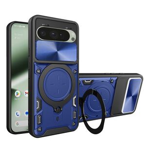 Husa pentru  Google Pixel 10 / 10 Pro cu protecție pentru cameră și suport magnetic integrat Ring Shockproof, Albastru