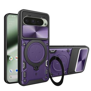 Husa pentru  Google Pixel 10 / 10 Pro cu protecție pentru cameră și suport magnetic integrat Ring Shockproof, Mov