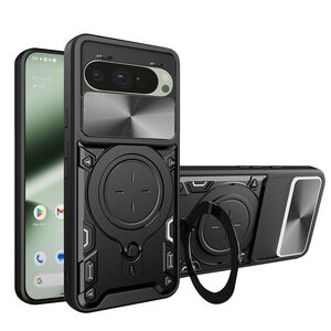 Husa pentru  Google Pixel 10 / 10 Pro cu protecție pentru cameră și suport magnetic integrat Ring Shockproof, Negru