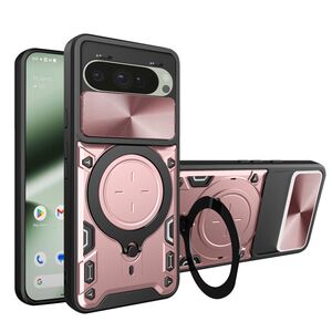 Husa pentru  Google Pixel 10 / 10 Pro cu protecție pentru cameră și suport magnetic integrat Ring Shockproof, Rose Gold