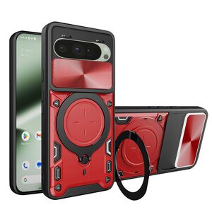 Husa pentru  Google Pixel 10 / 10 Pro cu protecție pentru cameră și suport magnetic integrat Ring Shockproof, Rosu