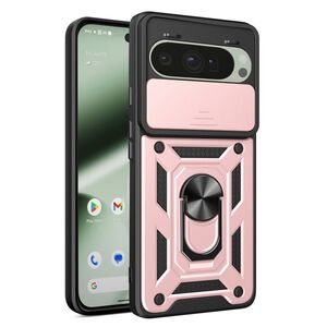 Husa pentru  Google Pixel 10 / 10 Pro  Ring Armor Kickstand Tough Rugged Cover cu protectie camera, Rose Gold